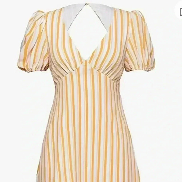 NWT CUPSHE Women's V Neck Striped Tie Back A Shape Knee Length Dress Siz… - Picture 4 of 12